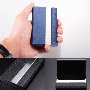 Boîte à cartes de visite en acier inoxydable et PU, vente en gros d'usine, cadeau créatif avec logo d'entreprise pour usage promotionnel et professionnel - Product Image 6
