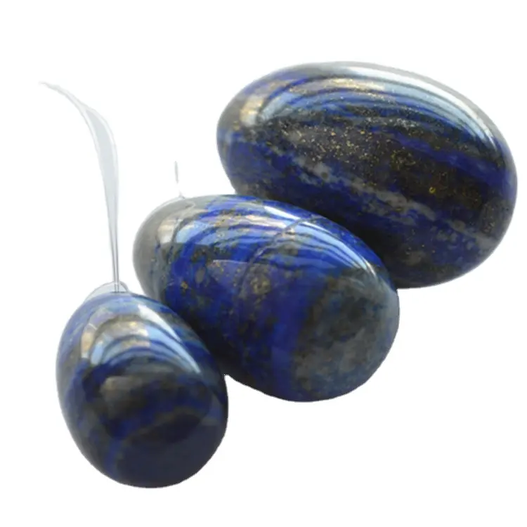 ชุด 3 Lapis Lazuliไข่ธรรมชาติการออกกำลังกายKegelไข่อัญมณีหยกไข่Yoniเจาะหรือจะมีขนาดตั้งแต่ 3 ขนาด