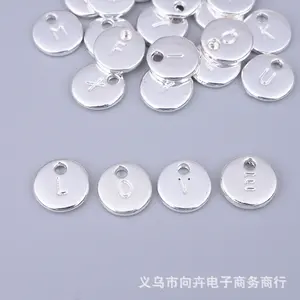 2022 nouveauté 10mm plaqué or Alphabet lettres pendentif double face estampillé initiales disque rond breloque bijoux accessoires - Product Image 4