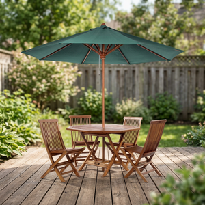 Green Teak Wood Outdoor Garden Umbrella with 250cm Radii for Hotel Use - Product Image 3