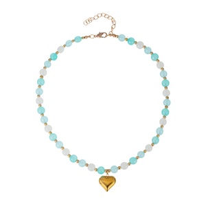 Handmade Ins Blogger Favorite Ryukyu Beaded Glass Necklace Stainless Steel Jewelry 18K <b>Gold</b> Plated Featuring Diamond Main Stone - Product Image 5