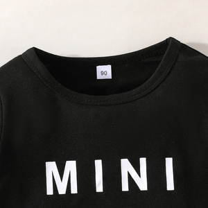 Top europeo e americano nuovo Design da ragazza con scritta a maniche lunghe Plaid abito Spaghetti in due pezzi alla moda Set Casual per bambini - Product Image 6