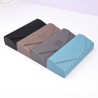 Étui à lunettes triangulaire pliable en cuir PU, boîte à lunettes de soleil minimaliste pliable avec logo, 4 couleurs