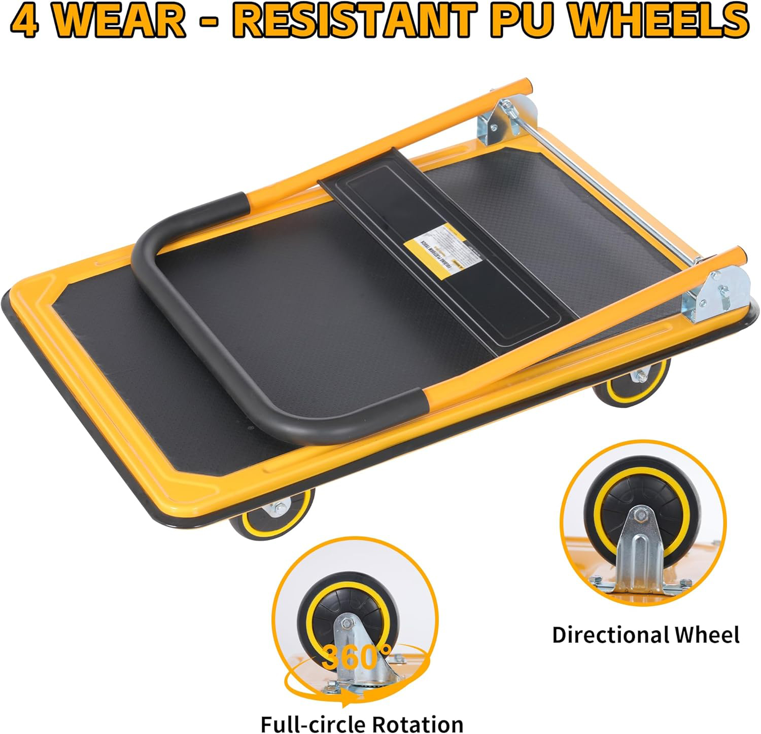 Iron Folding Mobile Platform Trolley Thickened Reinforced Dolly Cart Four-Wheel Foldable for Shopping Storage OEM