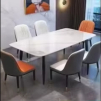 Table et chaises de salle à manger rectangulaires Rock Board, style minimaliste italien, finition mate, design moderne épaissi