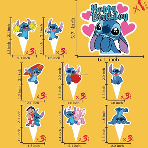 Bonita caricatura Anime Cute Stitch Baby Cake <span class=keywords><strong>Topper</strong></span> decoración personaje <span class=keywords><strong>Lilo</strong></span> Feliz cumpleaños niños pastel de cumpleaños accesorio - Product Image 3