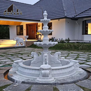 Fontana d'acqua in marmo bianco con statue per decorazione esterna di ville, hotel e case QUYANG - Product Image 1