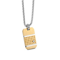 Style de tir de rue européen et américain or noir mat contre la marée de couleur pendentif en acier inoxydable marque de l'armée collier Zircon