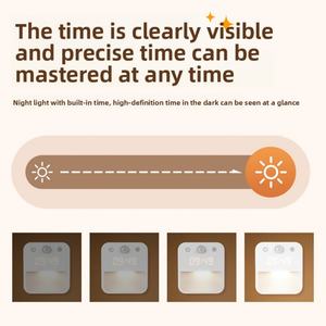 Lámpara de Noche LED Inteligente OEM de 1.2W, Material ABS, Reloj, Lámpara de Pared Moderna, Enchufable, Luz Blanca Cálida para Dormitorios Infantiles, Pasillos, con Batería - Product Image 4