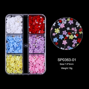 Nail Art <span class=keywords><strong>Fleur</strong></span> Perle Perle Conception Kawaii 3D <span class=keywords><strong>Manucure</strong></span> Ornements Acrylique Fleurs Lumière Changement de Température Nail Art Décoration - Product Image 6