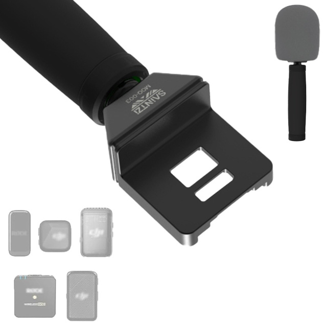 RODE Wireless GO DJI Mic Stand Microphone Adapter with Interview Handle & Foam for Handheld Interviews & Performances