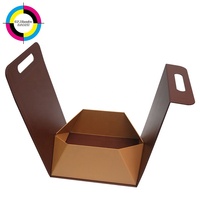 Boîte cadeau pliable de luxe en une seule pièce, hexagone brun et or, emballage rigide écologique pour cosmétiques, cadeaux et produits haut de gamme