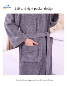Peignoir en tissu éponge tricoté personnalisé avec logo en gros, peignoir pour femmes et hommes, peignoir tendance pour femmes, pyjama pour femmes - Product Image 4