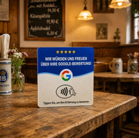 Carte NFC étanche en PVC avec puce NTAG213 pour avis Google, idéale pour restaurants, hôtels, commerces et réseaux sociaux en Allemagne