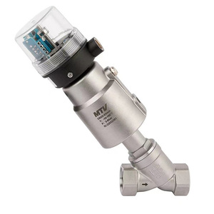 วาล์วแบบมุมเอียง Mtv ขนาด 1/2 นิ้ว ใช้ไฟ DC 24V สำหรับไอน้ำอุณหภูมิสูง พร้อมสัญญาณตอบกลับและลิมิตสวิตช์ - Product Image 1