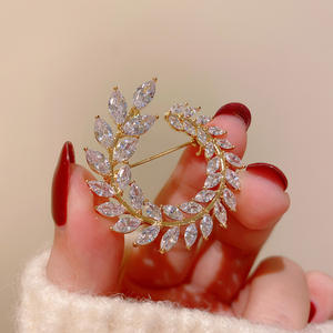 Broche pour <span class=keywords><strong>Hijab</strong></span>, accessoire de mariage, broches avec breloque en Zircon, épingles pour robes, nouvelle mode - Product Image 2