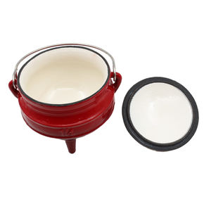 Potjie Pot en fonte émaillée rouge, durable, sain, non toxique, à trois pieds, pour cuisson suspendue - Product Image 4