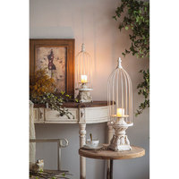 Bougeoir en forme de cage à oiseaux de style nordique, blanc, créatif, en fil de fer, pour table, décoration de fenêtre, support de bougie