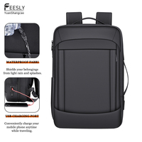 Mochila Expandible para Portátil de Negocios, 15.6 Pulgadas, Gran Capacidad, Impermeable, con Puerto de Carga USB y Tira Reflectante