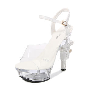 Pistola de tacón irregular y Sandalias de tacón alto de cristal Zapatos de club nocturno de verano para mujer Zapatos DE BODA versátiles y sexy - Product Image 6