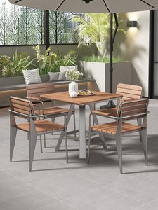 Conjunto de Mesa y Sillas Largas de <span class=keywords><strong>Bambú</strong></span> NF para Cafetería al Aire Libre con Estructura Metálica para Restaurante, <span class=keywords><strong>Terraza</strong></span>, Izakaya, Barbacoa - Product Image 2