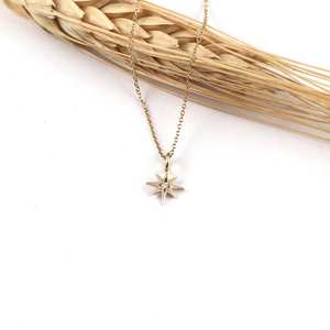 インスピレーションを与えるステンレススチールジュエリーダイヤモンドノーススターネックレスタイニースターチャームとダイヤモンドはデートとプロムナイトギフトを開始します - Product Image 2