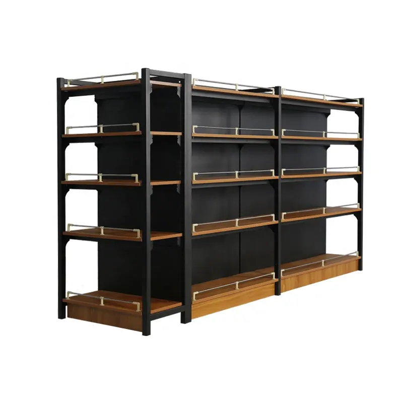 Second Hand High Quality And Good Price Supermarket Steel Wood Display Rack Shelf