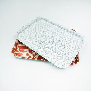 Bandejas para Servir Blancas, Naranjas y Rojas, Laminadas, Decorativas, con Patrón Retro, para Uso en el Hogar, Restaurantes y Hoteles - Product Image 2