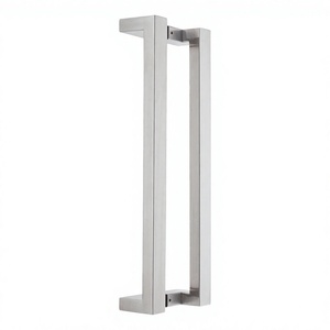 Poignée de porte contemporaine carrée décalée en acier inoxydable 304, finition brossée 316, longueur personnalisée, installation facile, pour centres commerciaux - Product Image 2
