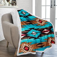Couverture Sherpa Aztec réversible pour le camping, les voyages, les pique-niques, les activités de plein air, style bohème tribal, douce et chaude, pour le lit, le canapé, la décoration