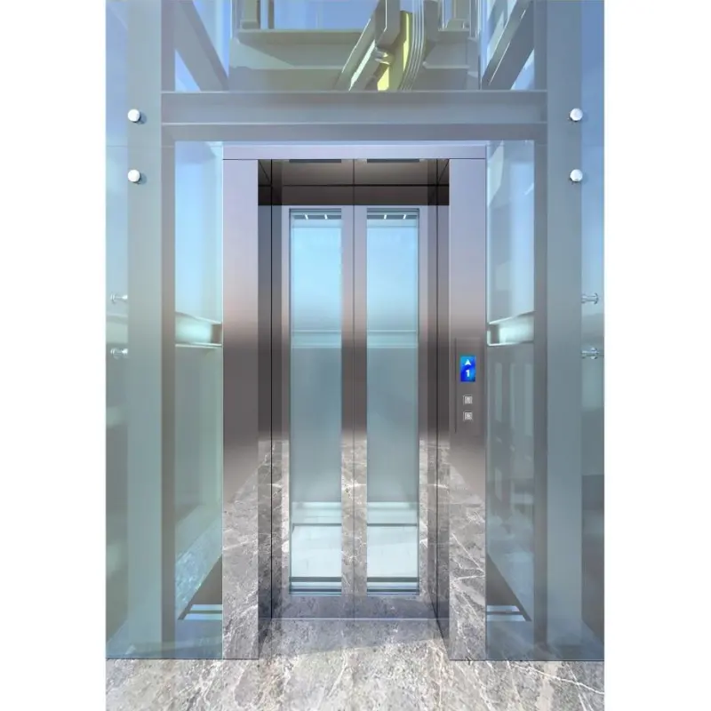 ชิ้นส่วนทางเทคนิคสไตล์อาคารกระจกแบบดั้งเดิมลิฟต์ข้ามลิฟต์สำหรับการเดินทางขนาดเล็กความมั่นคงสูง