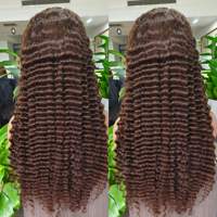 Perruque Longue Ondulée Profonde en Cheveux Humains, Lace Frontale 40 Pouces, Ultra Longue, Volume Complet, Densité Épaisse, Noire, Dentelle HD Transparente, Sans Colle, Soyeuse
