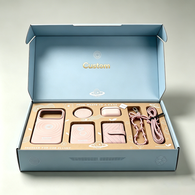 GOTOP Iridescent Geometric Print Foldable Mailer Box with Matte Lamination and Custom EVA Insert for Phone Accessories