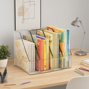ที่วางหนังสือแบบใสสำหรับโต๊ะทำงาน วัสดุพลาสติก สำหรับจัดเก็บหนังสือในสำนักงานและโรงเรียน - Product Image 2