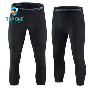 TopOne, mallas de entrenamiento deportivo para hombre, pantalones de compresión de secado rápido de alta elasticidad, mallas deportivas para correr hechas de poliéster - Product Image 1