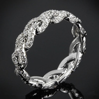 CAOSHI Exquis Twist Design Pavé Full Sparkling Zircon Band Anneaux pour Femmes Mariage Fiançailles Argent Plaqué CZ Anneaux Bijoux