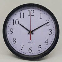 Jam Dinding Merah Terkontrol 23 cm Bulat Analog Jam Gantung Bertenaga Baterai untuk Rumah Kantor Ruang Kelas