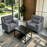 Ensemble de canapés de bureau modernes en cuir gris, canapé d'accueil pour hall de bureau, mobilier commercial, canapé pour visiteurs de bureau