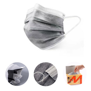 Mascarilla Facial Desechable de Tela No Tejida de 4 Capas con Filtro de Carbón Activado Negro y Orejeras - Product Image 1