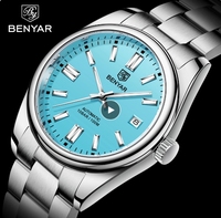Montre mécanique automatique Benyar 5185 5185M au design tendance, en acier inoxydable, étanche, pour homme, avec boîte