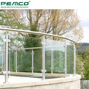 Sistema di ringhiera in vetro in acciaio inossidabile con corrimano per balaustra in vetro temperato di vendita caldo