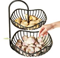Panier de rangement pour fruits et légumes en métal à double couche, organisateur de cuisine et de bureau