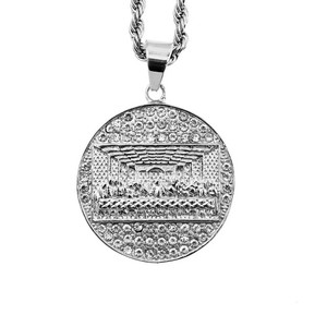 Vente en gros de collier avec pendentif en <span class=keywords><strong>diamant</strong></span> <span class=keywords><strong>treize</strong></span> croix Hiphop Last Supper pour hommes bijoux en acier inoxydable avec pierre de zircon - Product Image 5