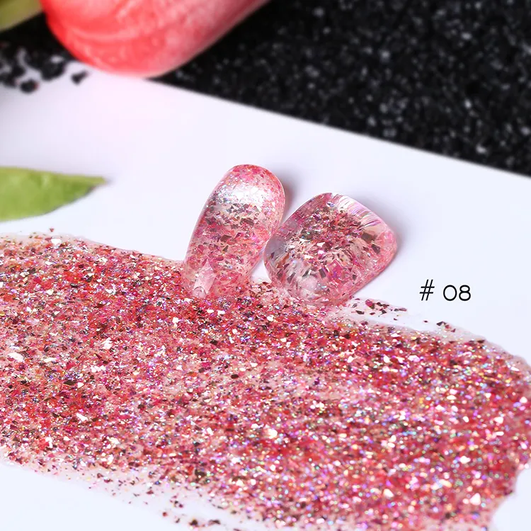 Private Label Very Good Shiny Crystal Normal UV Gel 12 Colors Bling Sequins Soak Off UV Gel Polish For Nail Art