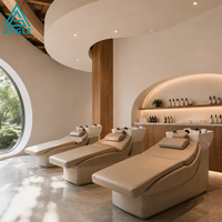 Comptoir de présentation moderne pour salon de coiffure et d'esthétique, solution de mobilier de magasin sur mesure pour salon de coiffure, barbier et studio de beauté