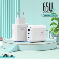 Chargeur rapide USB-C GaN 65W avec prise EU/US, adaptateur secteur USB-C PD 65W, adaptateur pour téléphone portable USB-C, charge rapide 3.0, chargeur mural