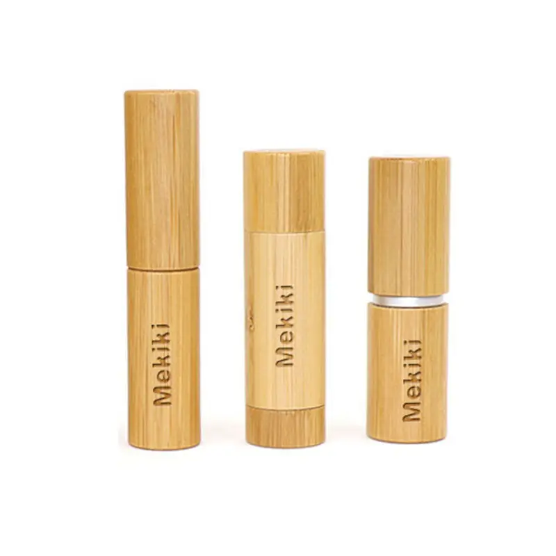 Confezione cosmetica rotonda tubo vuoto per rossetto in bambù 3g 5g