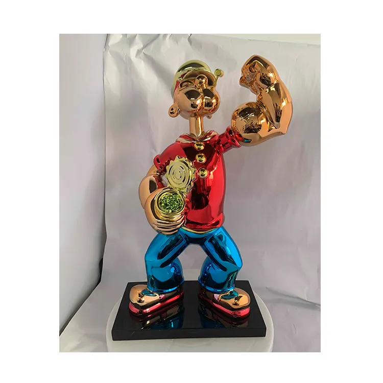 Wholesale plating electroplating custom color pop Art Sculpture 60cm duck 40CM Popeye Decoration Popeye Statues diy home deco