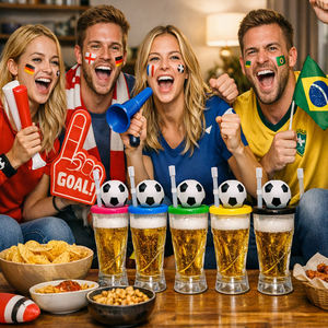 Gobelets de fête de football 500 ml, 5 couleurs, en plastique avec paille, réutilisables et durables, pour événements sportifs en plein air, fournitures en gros - Product Image 3