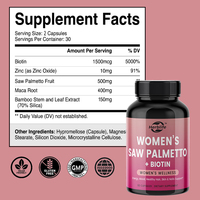 Capsules de Saw Palmetto de marque privée pour les femmes avec des suppléments de biotine pour favoriser la santé des cheveux, de la peau et des ongles